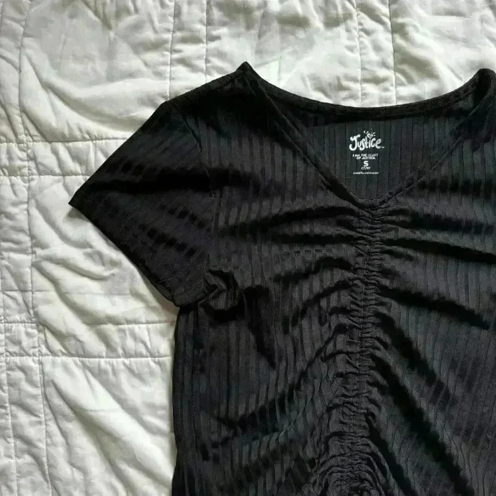 Basic black shirt justice kids girls size 8 back‎ to school fall